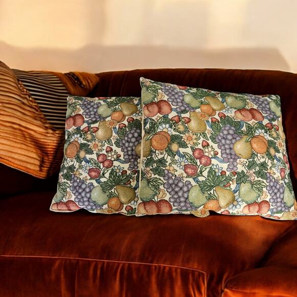 Vintage Fruit Tapestry Throw Pillow 15x18” Reversible Cushion with Insert - Picture 3 of 3